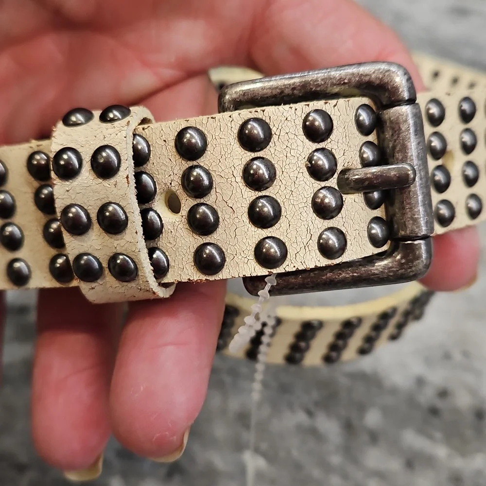 J. Crew Light Beige Belt with Studded Design - Picture 2 of 8